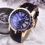 Perfect Replica Roger Dubuis Excalibur Automatic Caliber Blue Face Rose Gold Case 42mm Watch